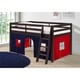 preview thumbnail 16 of 31, Roxy Twin Junior Loft Solid Wood Bed with Playhouse Tent Espresso Blue Red