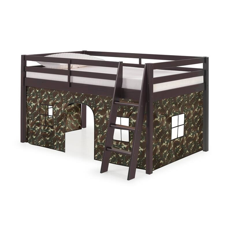 Roxy Twin Junior Loft Solid Wood Bed with Playhouse Tent