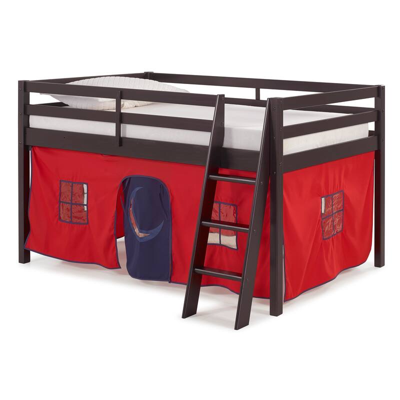 Roxy Twin Junior Loft Solid Wood Bed with Playhouse Tent
