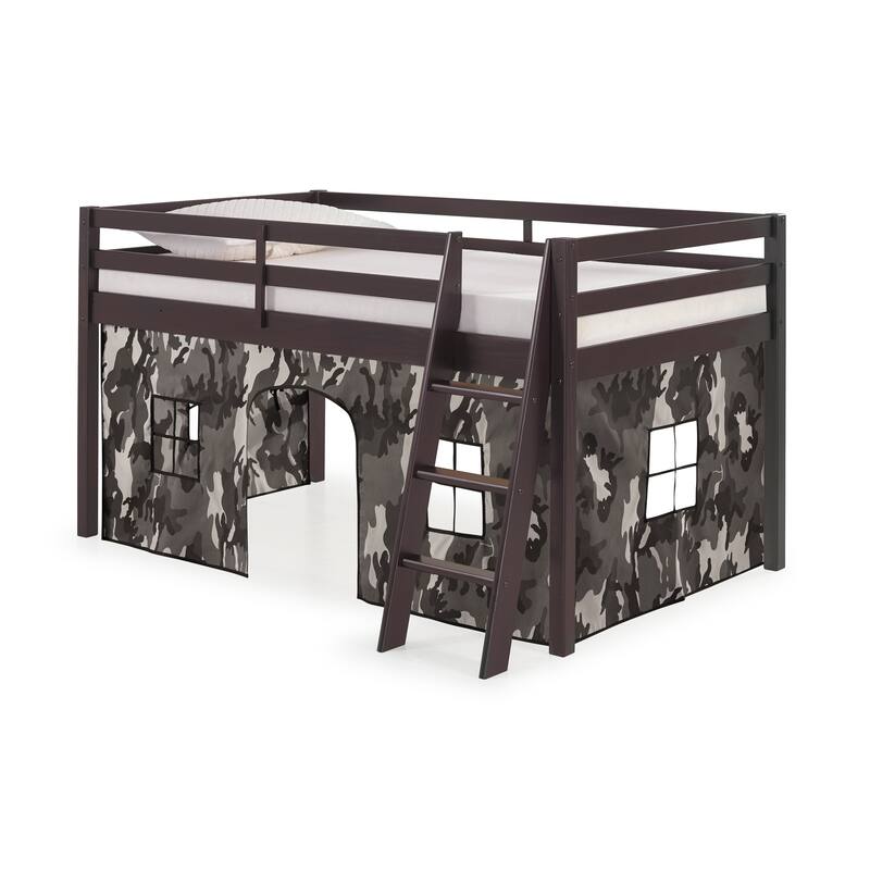 Roxy Twin Junior Loft Solid Wood Bed with Playhouse Tent