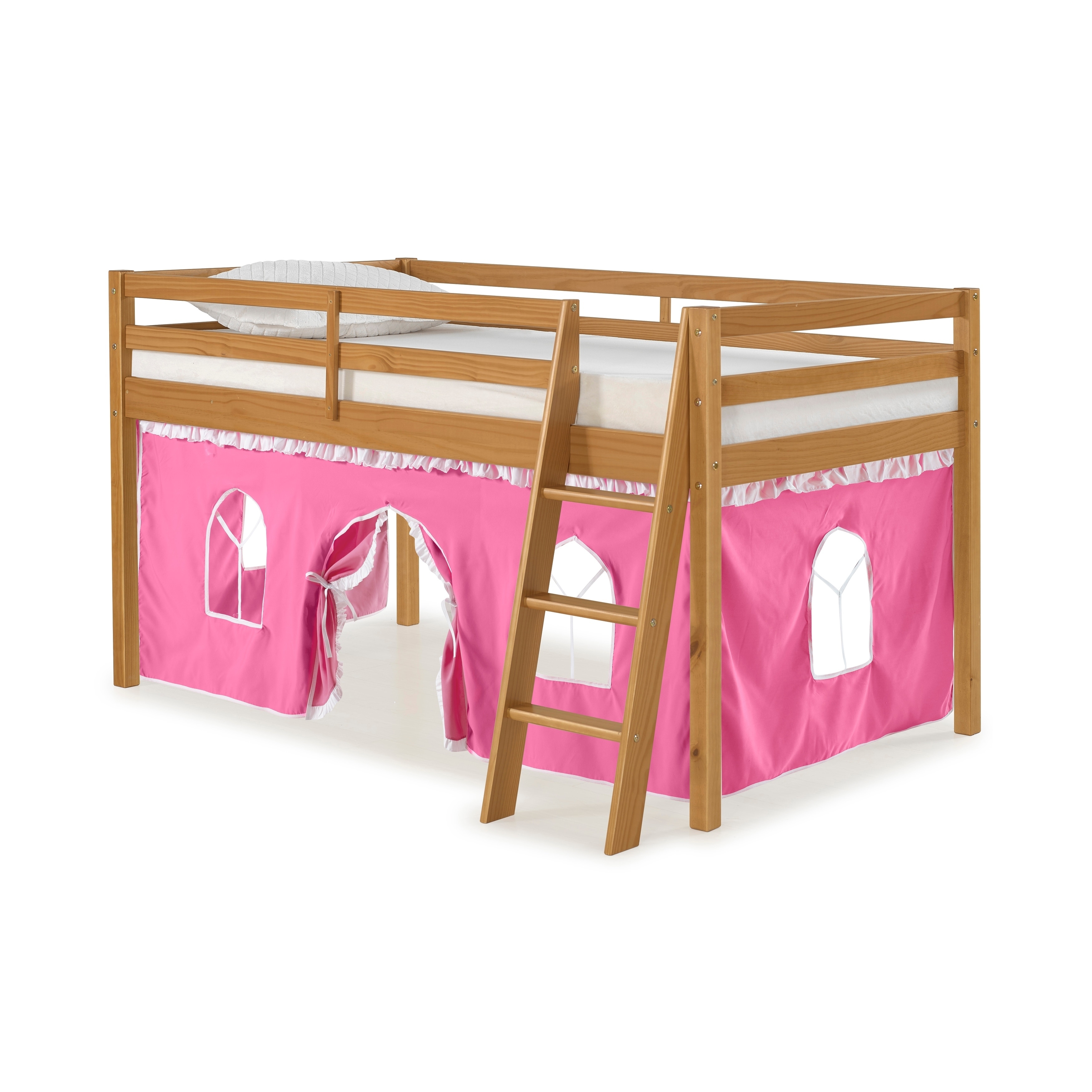 gladwin traditional twin low loft bed with tent