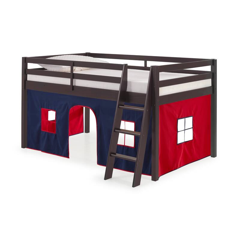 Roxy Twin Junior Loft Solid Wood Bed with Playhouse Tent