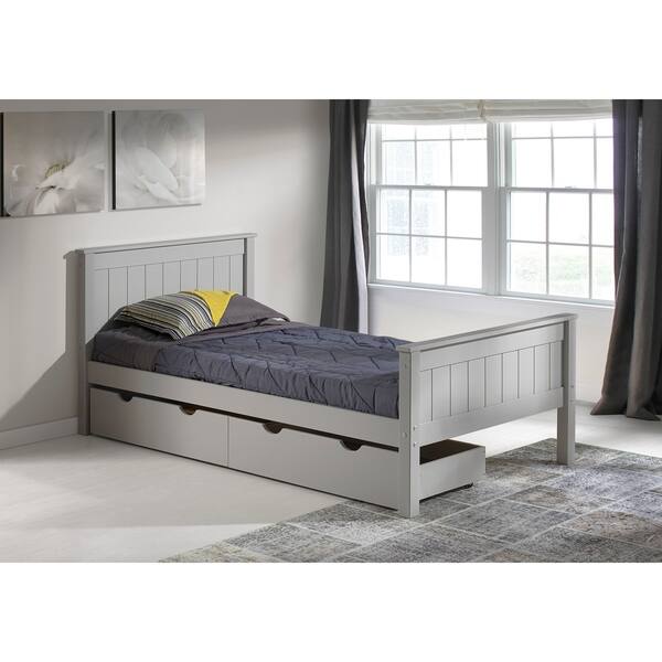 Shop Harmony Solid Wood Twin Bed With Storage Drawers Dove Gray