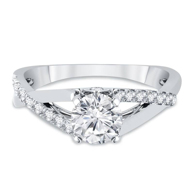 Auriya 14k Gold 3/4ct TDW Modern Cross-Over Diamond Engagement Ring