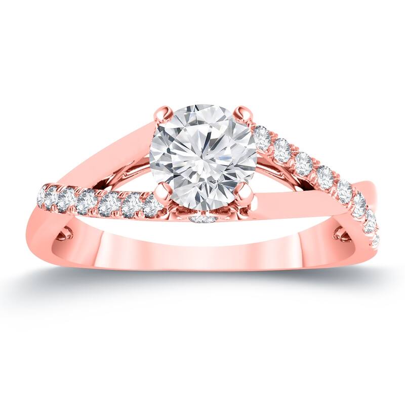 Auriya 14k Gold 3/4ct TDW Modern Cross-Over Diamond Engagement Ring