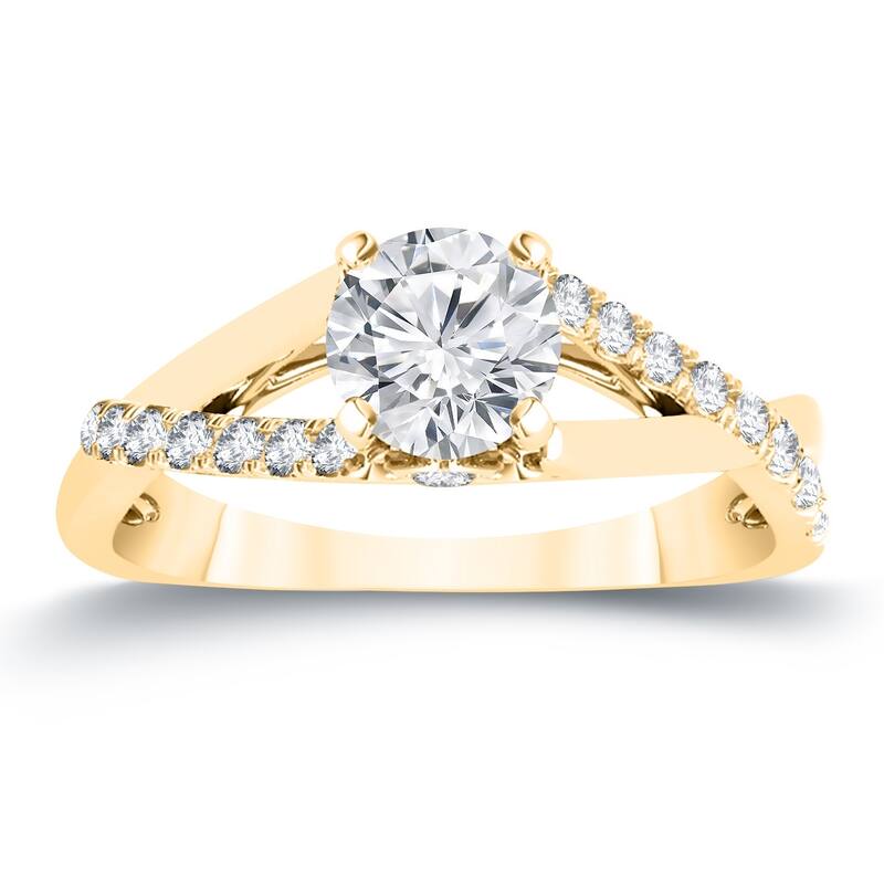 Auriya 14k Gold 3/4ct TDW Modern Cross-Over Diamond Engagement Ring