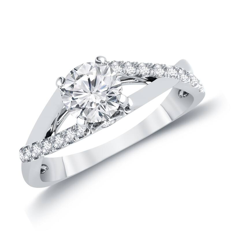 Auriya 14k Gold 3/4ct TDW Modern Cross-Over Diamond Engagement Ring