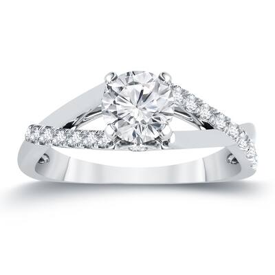 Auriya 14k Gold 3/4ct TDW Modern Cross-Over Diamond Engagement Ring