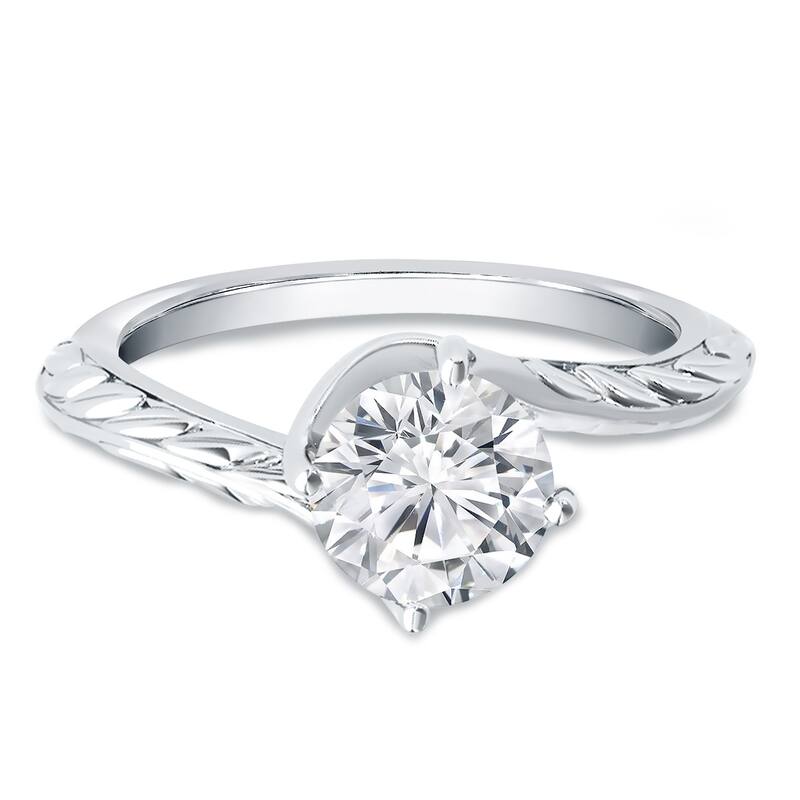 Auriya 14k Gold 3/4ct Vintage Filigree Carved Diamond Solitaire Engagement Ring