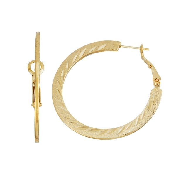 Isla Simone 14k Gold Plated Dash Pattern Diamond Cut Flat Hoop Isla Simone 14k Gold Plated Dash Pattern Diamond Cut Flat Hoop Earrings 40mm Free Shipping On Orders Over 45 18106607