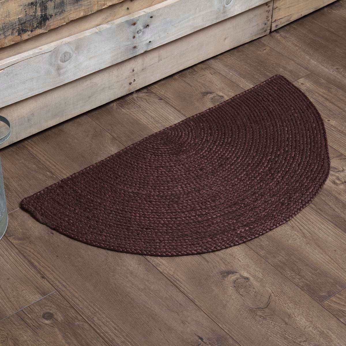 Shop Burgundy Jute Half Circle Rug 1'4.5" x 2'9" Free Shipping On