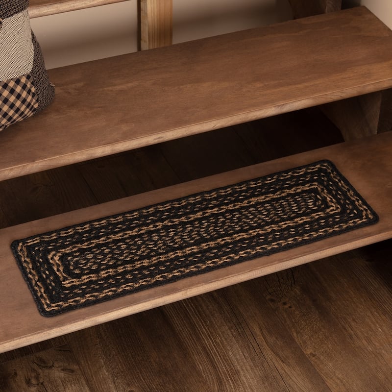 Black Primitive Flooring VHC Farmhouse Stair Tread Jute Rectangle - 8.5x27 - Country Black - 8.5x27
