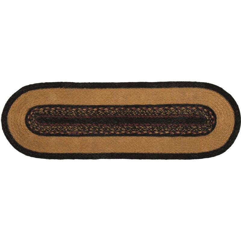 Yellow Primitive Flooring VHC Heritage Farms Star Stair Tread Jute Stenciled Oval - Stair Tread 8.5x27