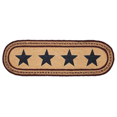 Tan Primitive Flooring VHC Potomac Stars Stair Tread Jute Star Stenciled - 8.5x27