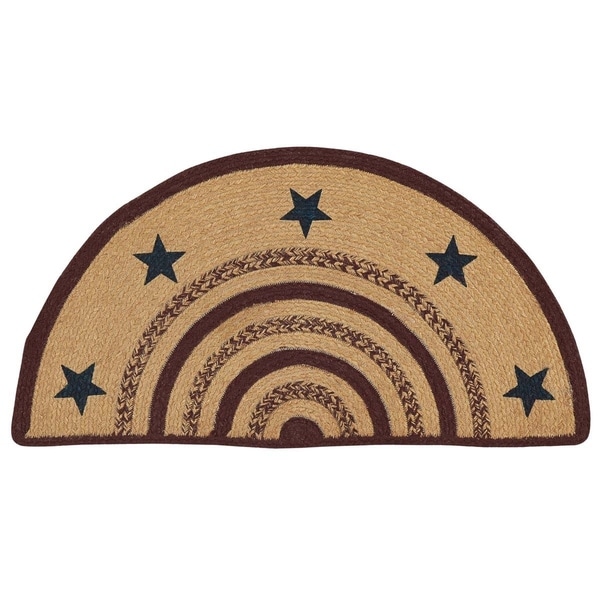 Tan Primitive Flooring VHC Potomac Stars Rug Jute Star Stenciled Half Circle - 1'4.5" x 2'9"