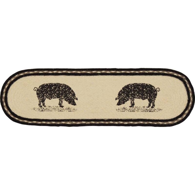 Sawyer Mill Charcoal Pig Jute Stair Tread Oval Latex - Stair Tread 8.5x27
