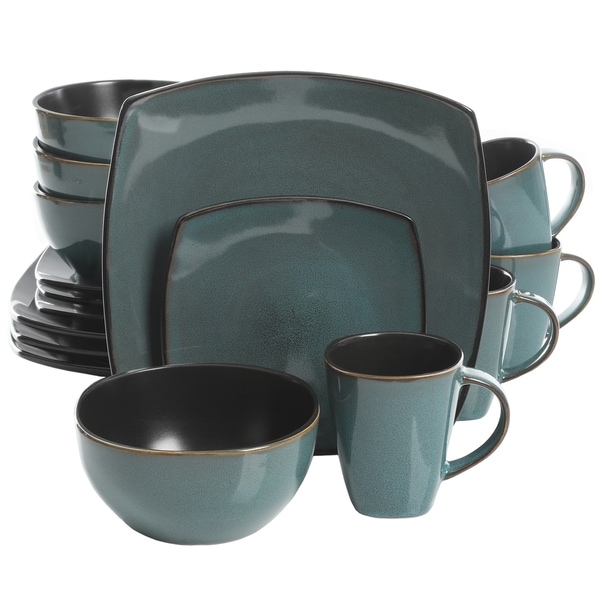 Soho Lounge 16-Piece Soft Square Dinnerware Set in Teal Green - Free ... Soho Lounge 16-Piece Soft Square Dinnerware Set in Teal Green - Free ...