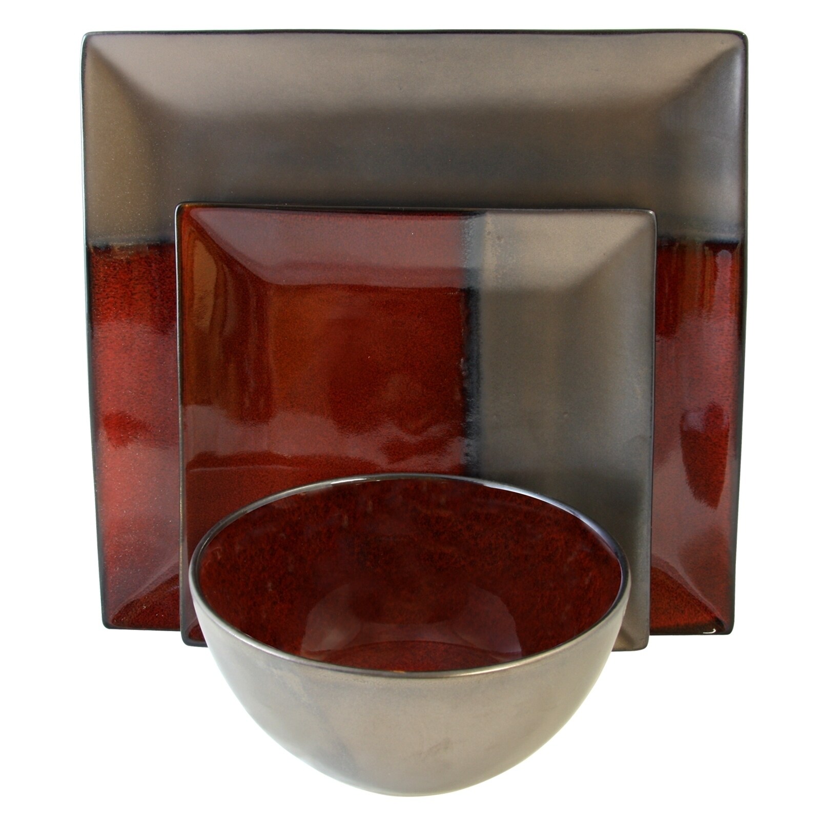 Gibson Elite Decadence 12 Piece Square Dinnerware Set Bed Bath