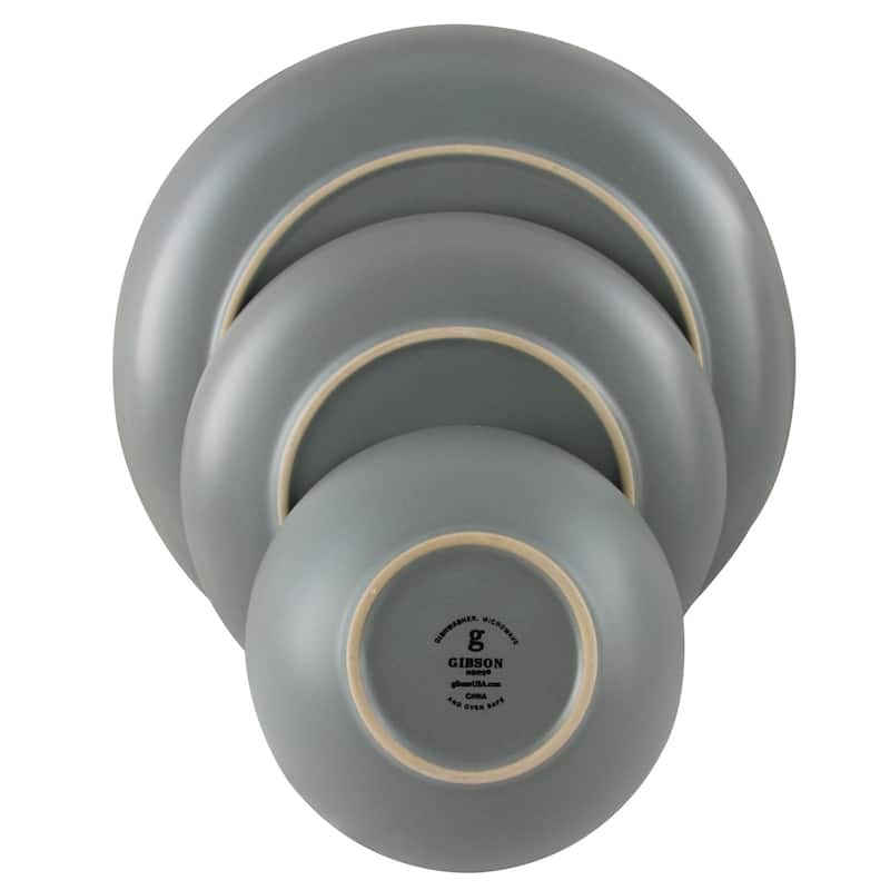 Gibson Home Rockaway 12-Piece Dinnerware Set in Grey