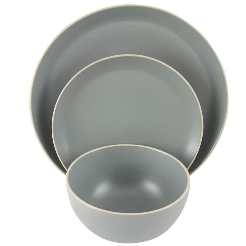 Gibson Home Rockaway 12-Piece Dinnerware Set in Grey - N/A