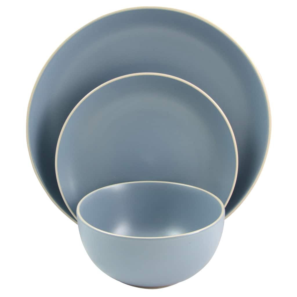 Gibson Home Rockaway 12 Pece Dinnerware in Matte Blue Set