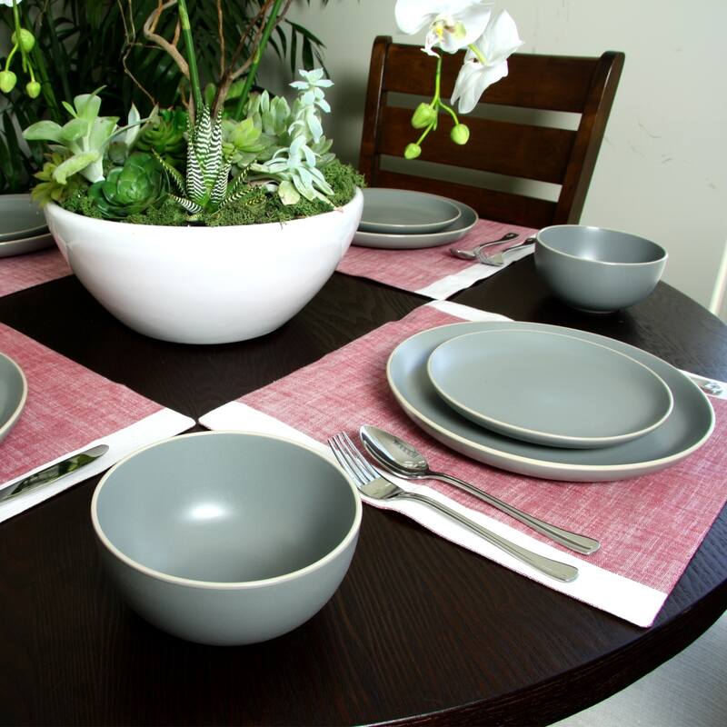 Gibson Home Rockaway 12 Pece Dinnerware in Matte Blue Set