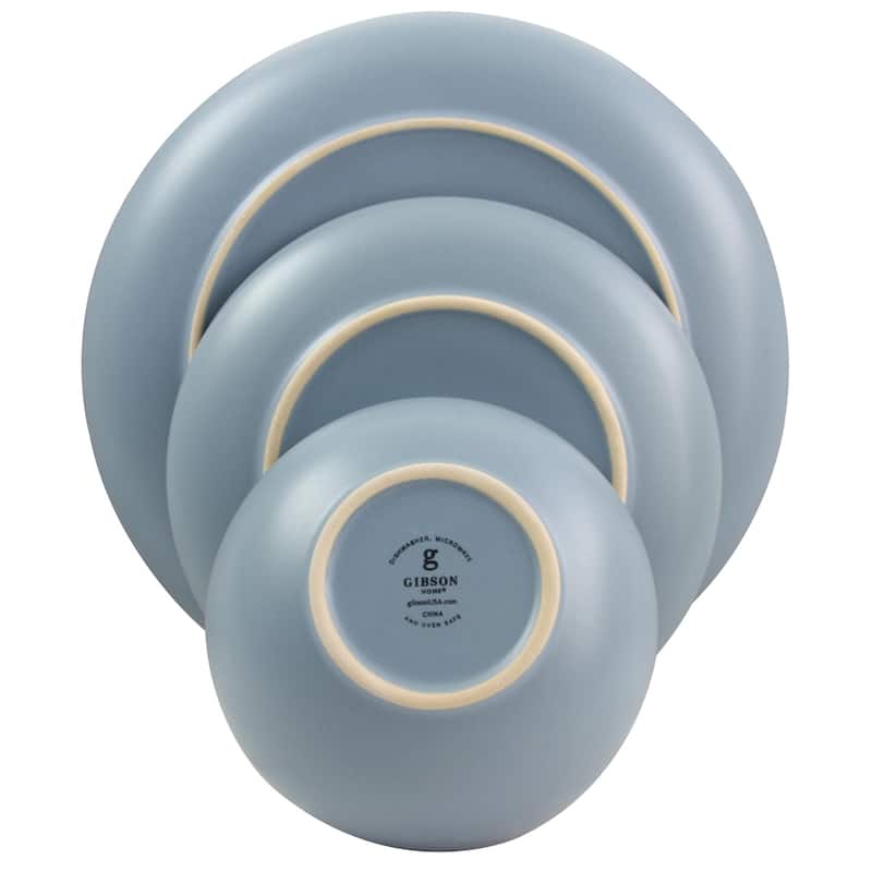 Gibson Home Rockaway 12 Pece Dinnerware in Matte Blue Set