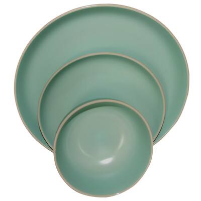 Gibson Home Rockaway 12-Piece Stoneware Dinnerware Set In Matte Teal