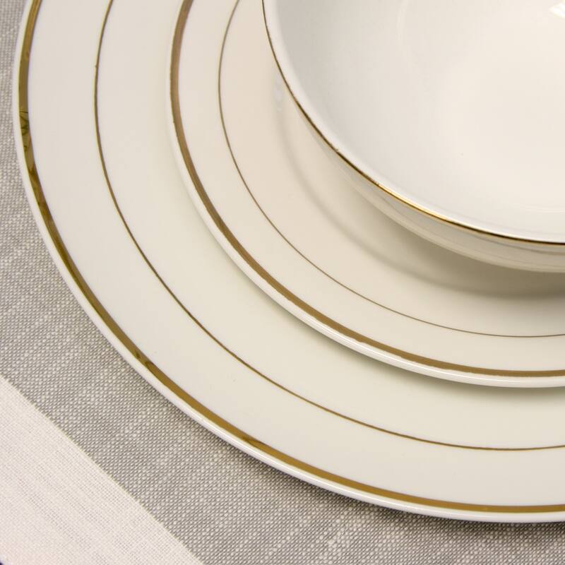 Gibson Home Palladine 16 pc Dinnerware Double Gold Banded Set