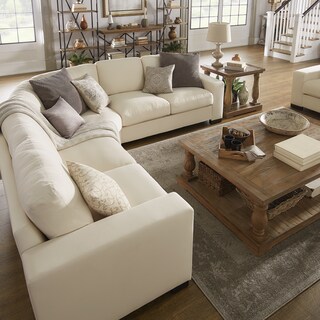 Lionel White Cotton Fabric Down-Filled L-Shaped Sectional by iNSPIRE Q Artisan
