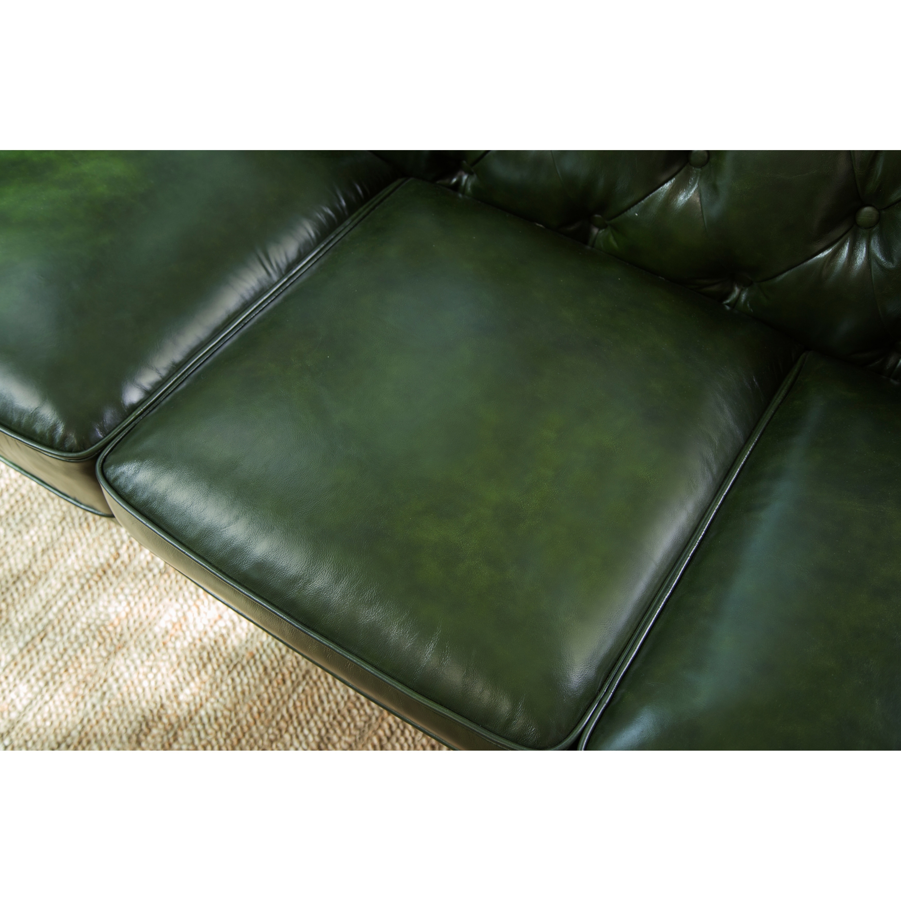 Abbyson virginia green waxed shop leather chesterfield sofa