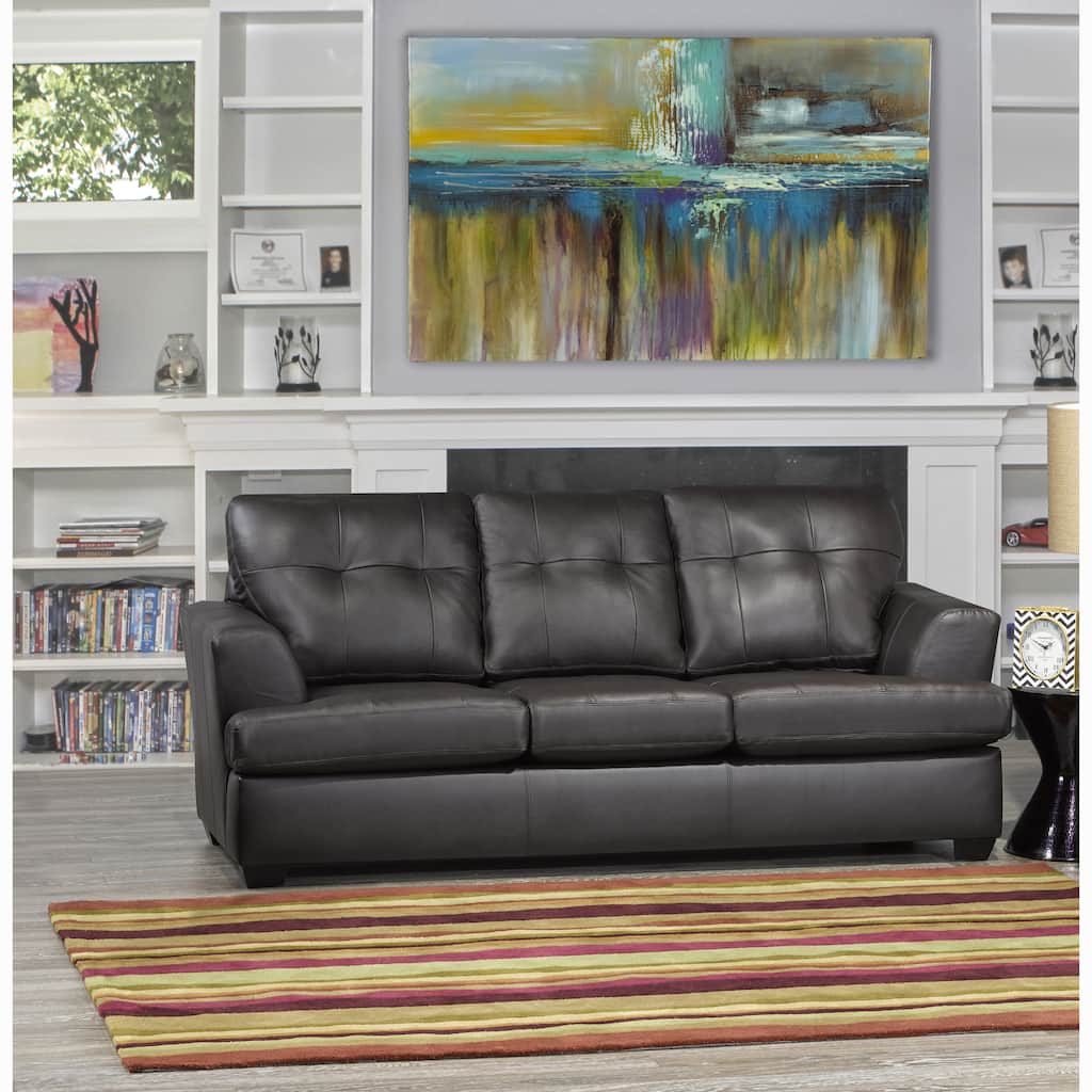 Carrera Premium Brown Top Grain Leather Tufted Sofa