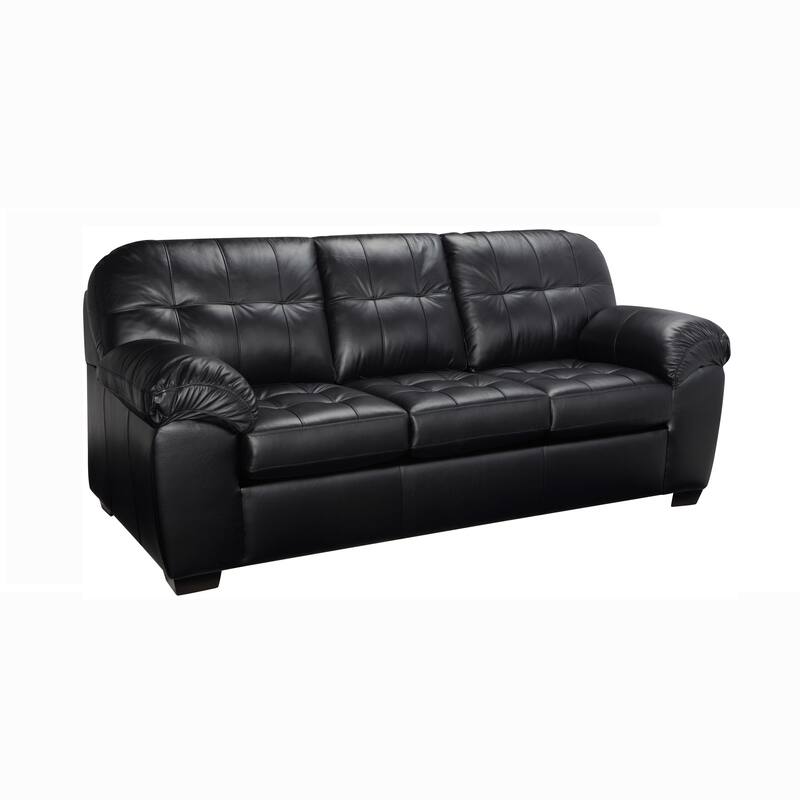 Emma Premium Black Top Grain Leather Tufted Sofa
