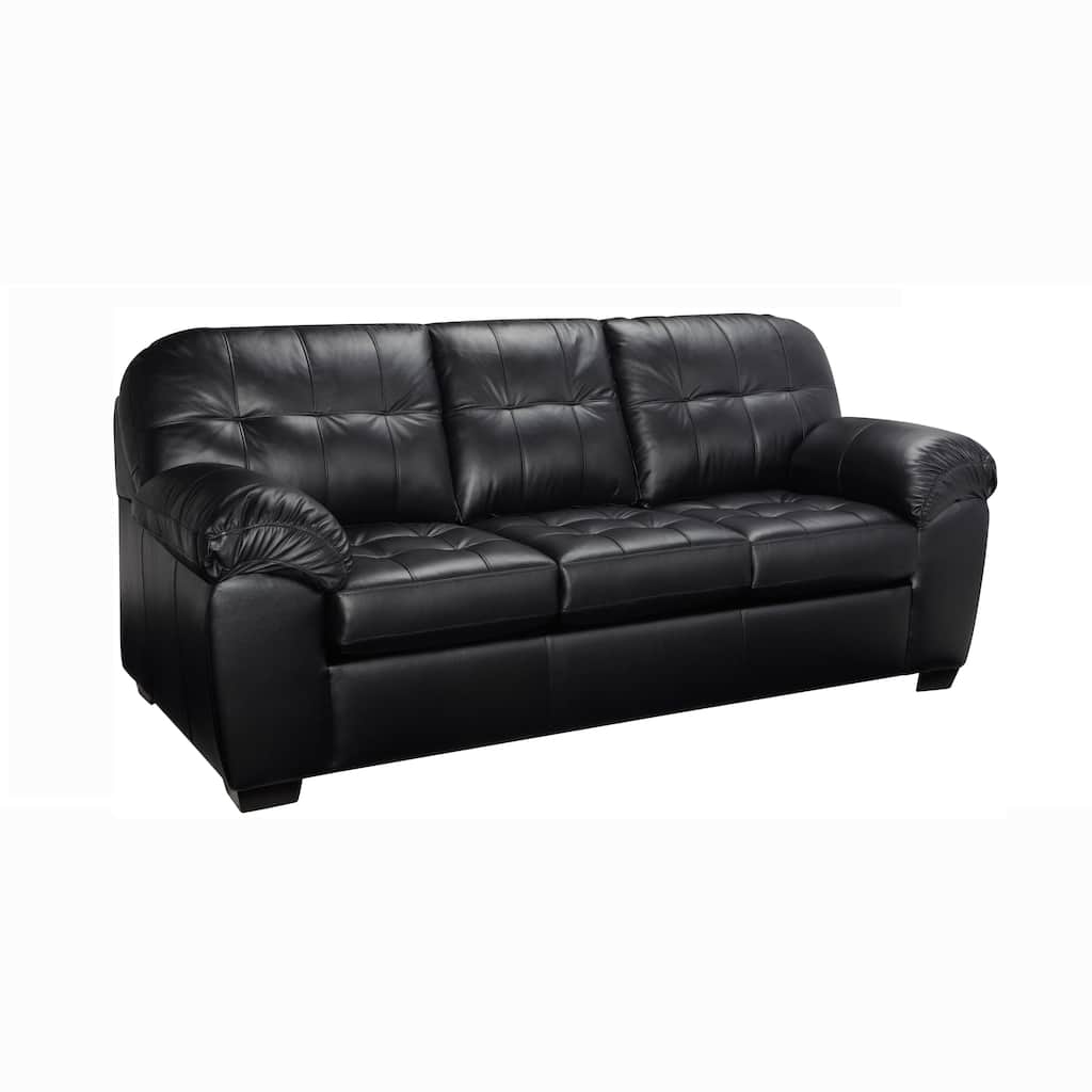 Emma Premium Black Top Grain Leather Tufted Sofa
