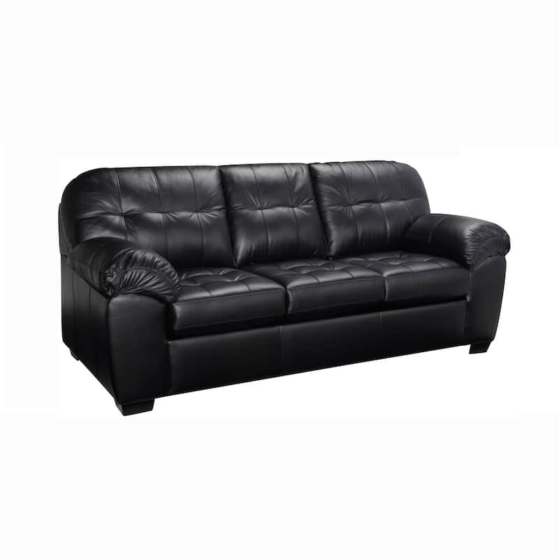 Emma Premium Black Top Grain Leather Tufted Sofa