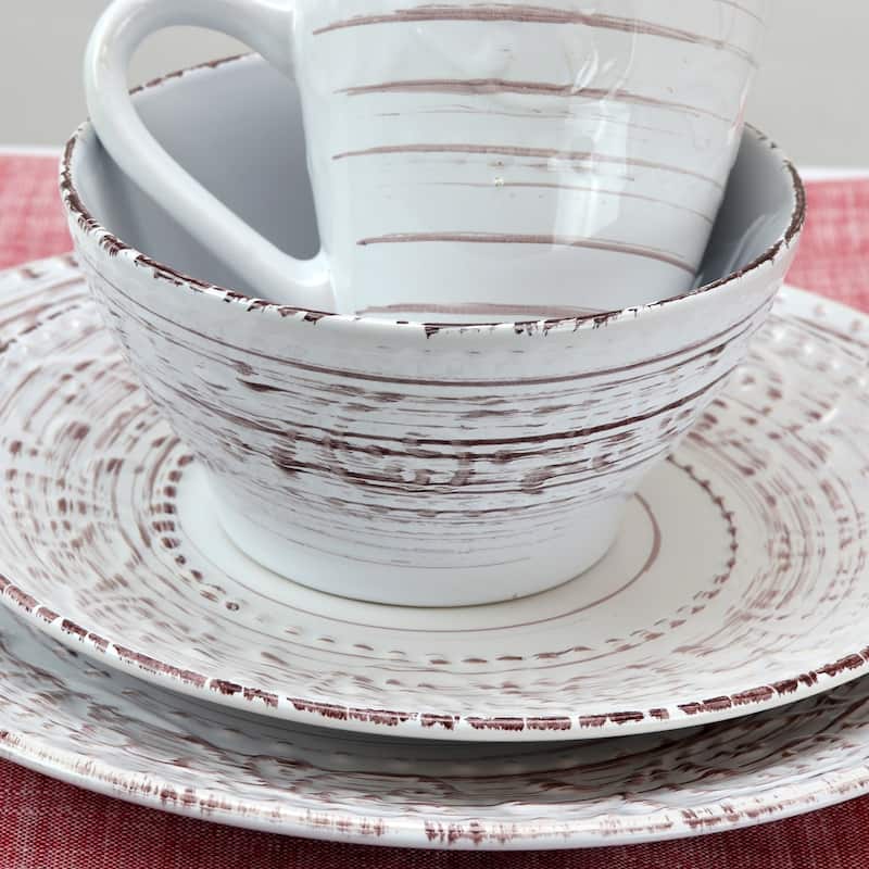 Elama Malibu Sands 16-Piece Dinnerware Set in Shell