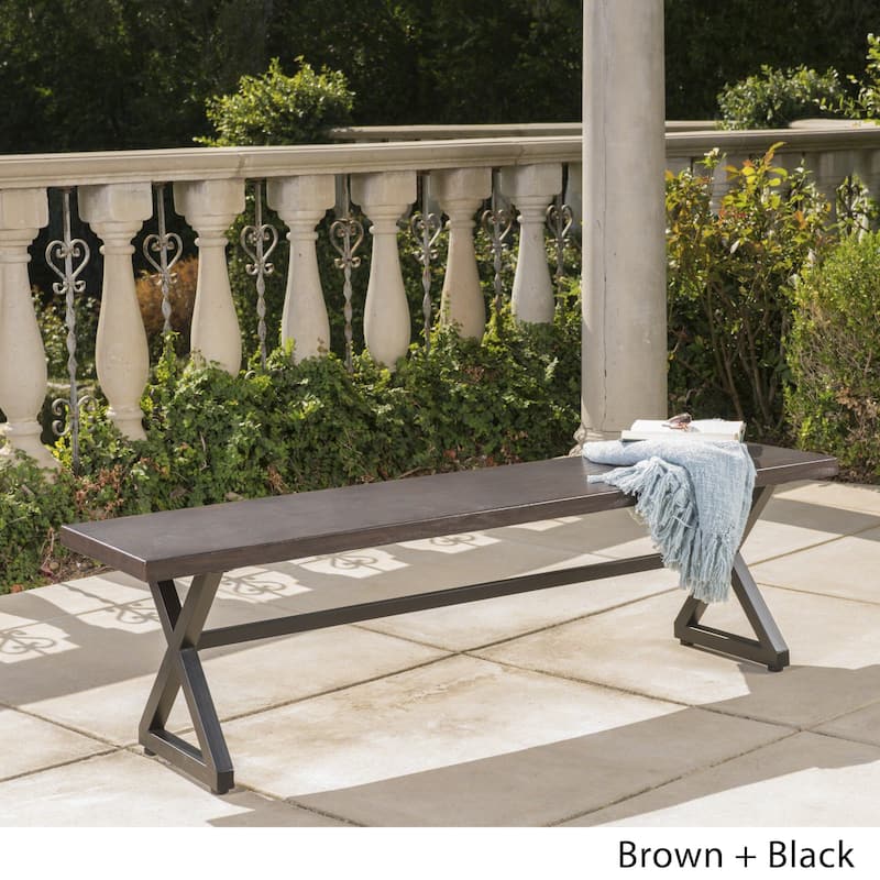 Rolando Outdoor Aluminum Dining Bench by Christopher Knight Home - Brown