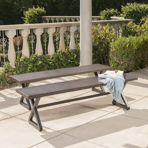 Rolando Outdoor Aluminum Dining Bench (Set of 2) by Christopher Knight Home