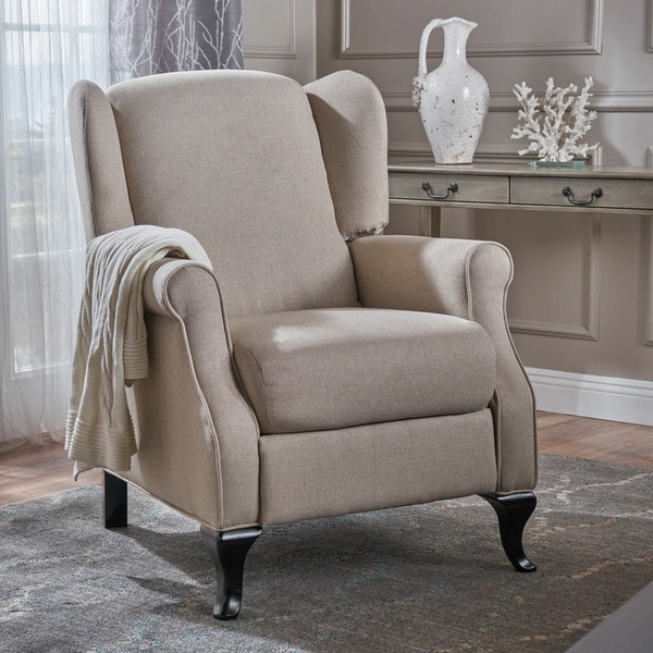 Deirdre Traditional Winged Fabric Recliner Club Chair By Deirdre Traditional Winged Fabric Recliner Club Chair By Christopher Knight Home