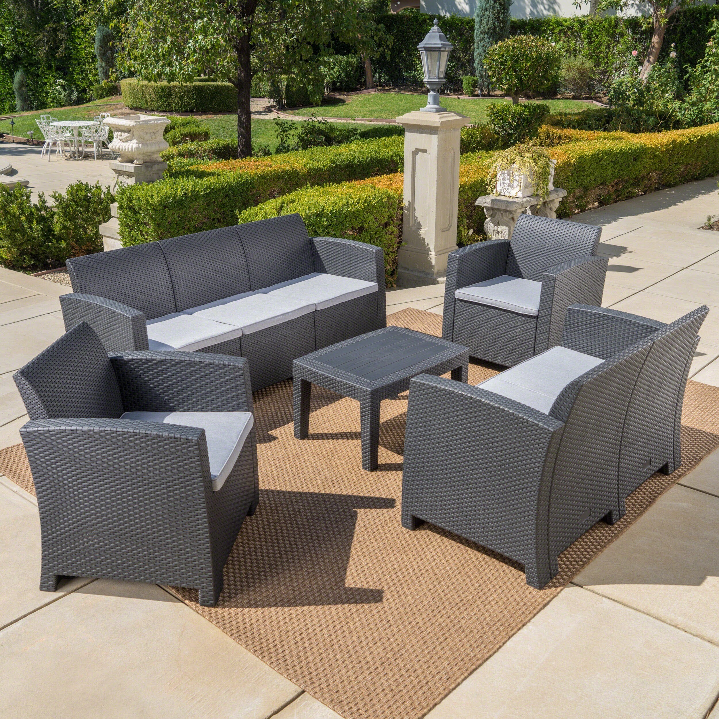 Shop Daytona Outdoor 5 Piece Wicker Style Chat Set With Sofa And