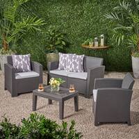 Daytona Outdoor 4-piece Wicker-style Chat Set with Cushion by Christopher Knight Home