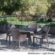 Hillhurst Outdoor 5-piece Round Wicker Dining Set with Cushions & Umbrella Hole by Christopher Knight Home - Thumbnail 2