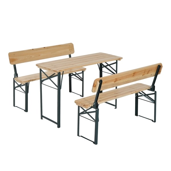 Shop Outsunny 4\' Wooden Folding Picnic Table Set with Benches - Free ... Shop Outsunny 4\' Wooden Folding Picnic Table Set with Benches - Free ...