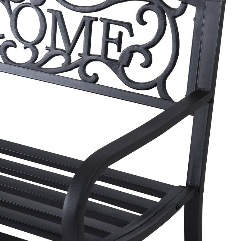 Outsunny 2 Seater 50" Steel Welcoming Vines Decorative Outdoor Patio Garden Bench, with Weatherproof Build & Cute Design