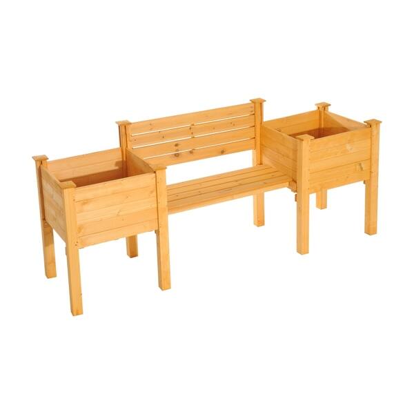 Outsunny 82 Wooden Garden Bench W Flower Bed Planters Outsunny 82 Wooden Garden Bench W Flower Bed Planters