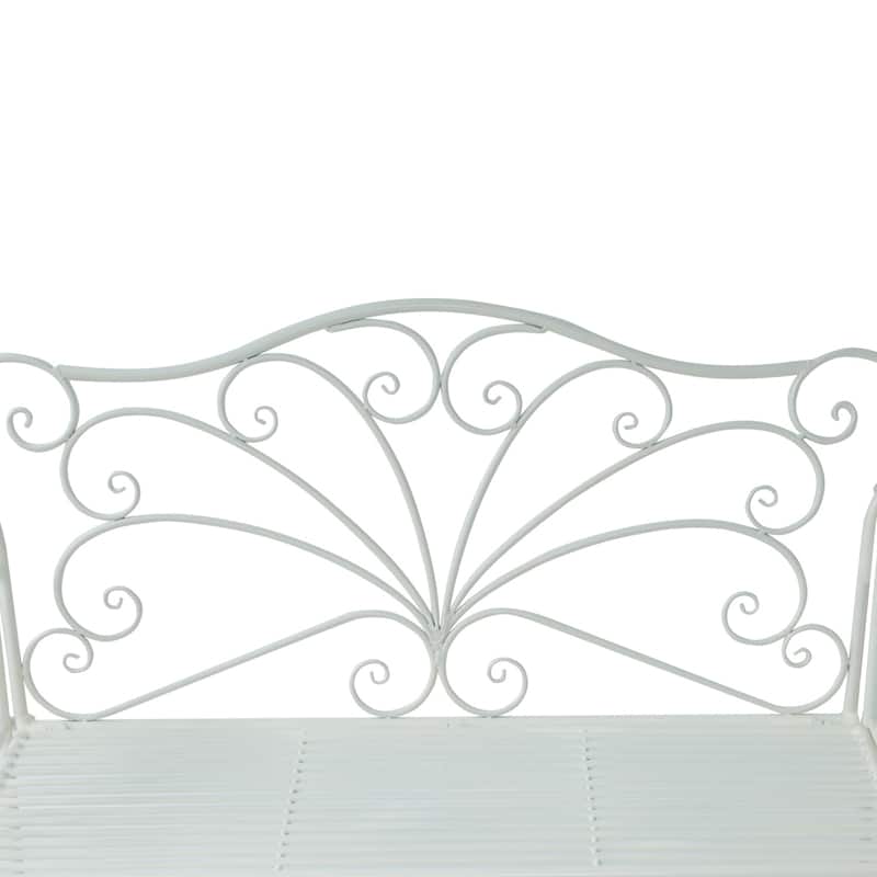 Outsunny 43" Antique Metal Outdoor Patio Garden Bench - Cream White