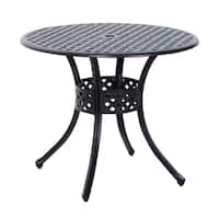 Outsunny Round Cast Aluminum Outdoor Dining Table - Black
