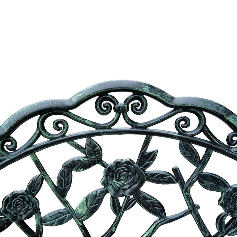 Outsunny 40-inch Cast Aluminum Rose Outdoor Patio Garden Bench