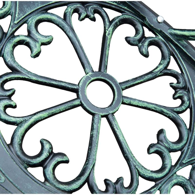 Outsunny 40-inch Cast Aluminum Rose Outdoor Patio Garden Bench