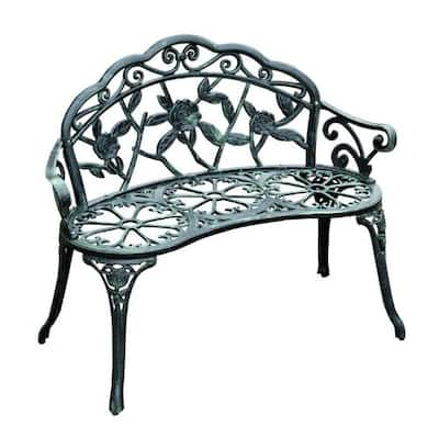 Outsunny 40-inch Cast Aluminum Rose Outdoor Patio Garden Bench